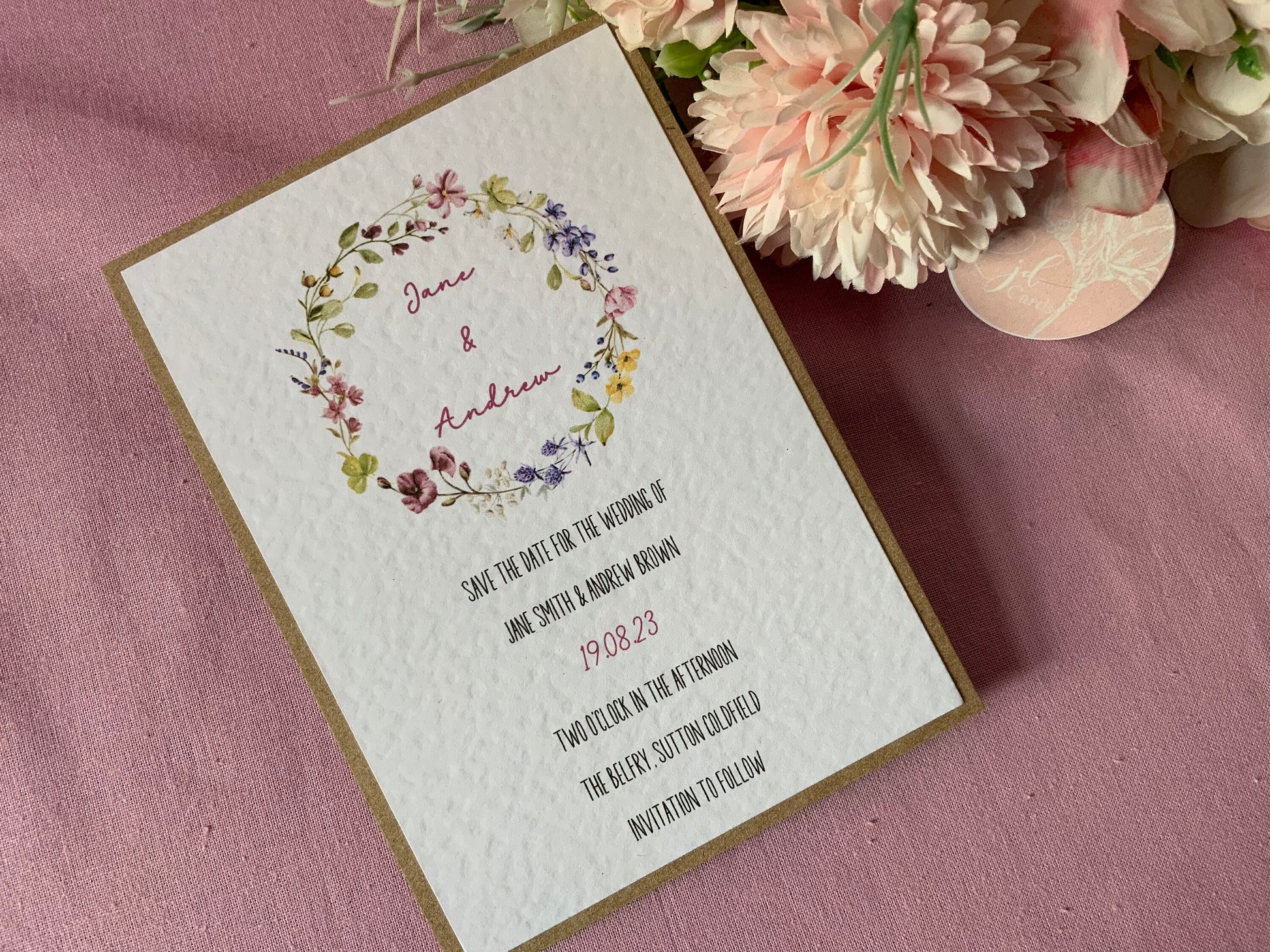 Wildflower Save the date, floral wedding save the date, wedding announcement card, spring save the date, vintage, eco, save our date card