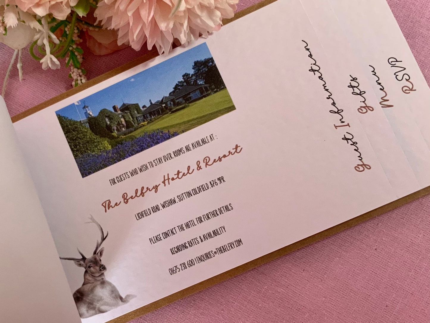 Woodland Stag Wedding Cheque Book Style Invitations ~ perfect for Barn weddings