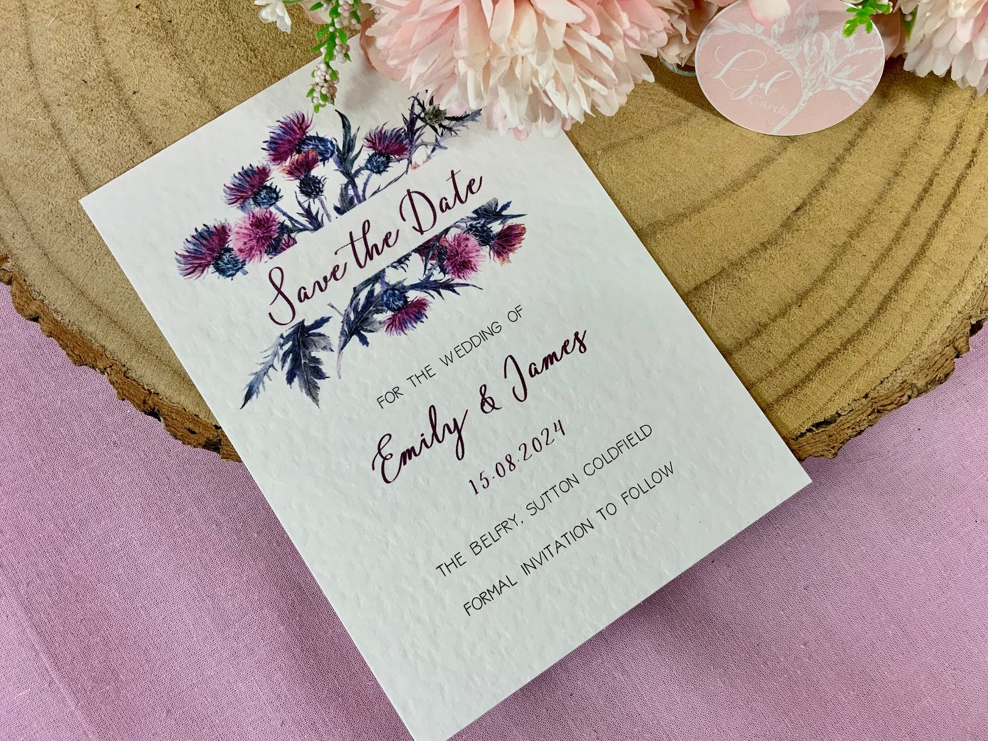 Thistle Save the Dates, Scottish wedding save the dates, highland invitation, rustic wedding, postcard save the date , cheap save the dates